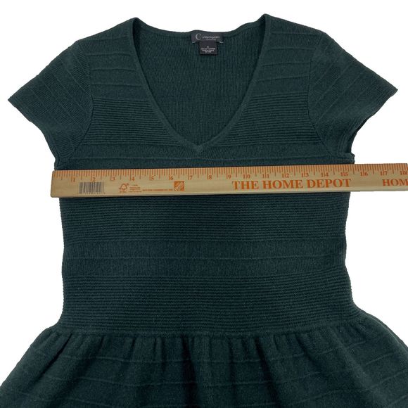 C by Bloomingdale's Ribbed Cashmere Dress Enchanted‎ Forest Green Medium - Picture 6 of 11